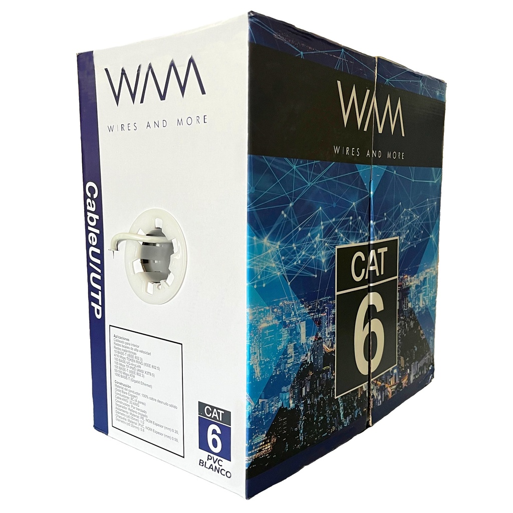 [CAT6-PVC-BLANCO] Cable UTP 100% COBRE WAM CAT6