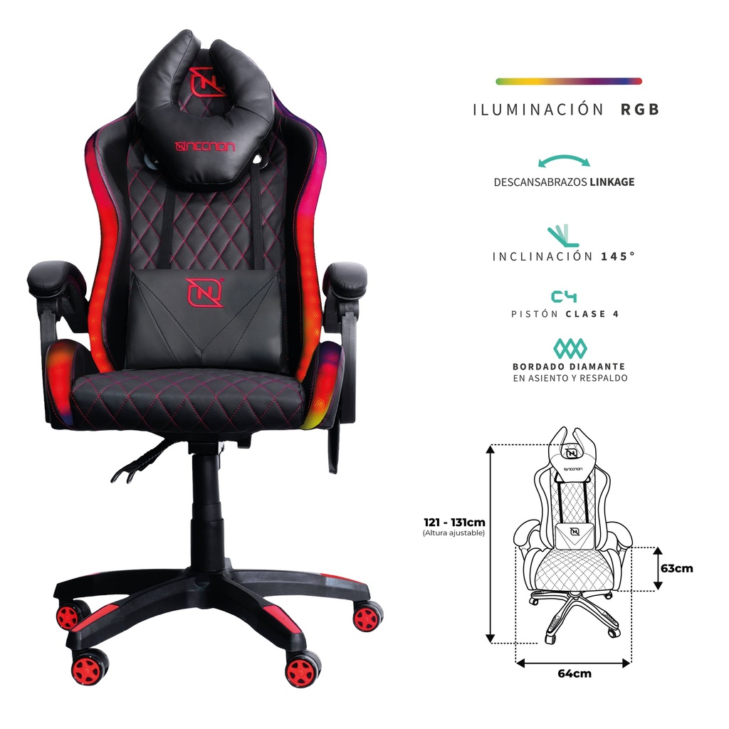 [NBSGR125RG] Sillas Gaming NECNON NSG-RGB-1