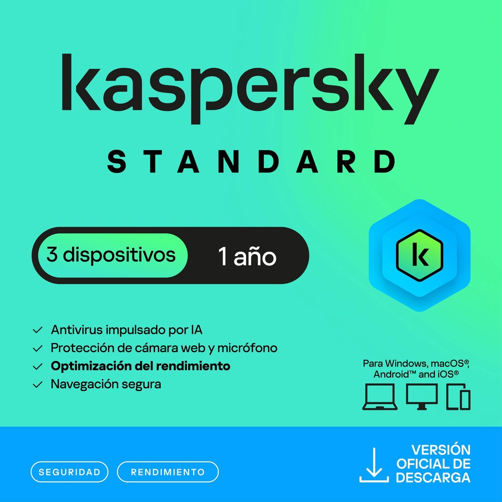 [KL1041ZDCFS] Kaspersky Standard 3 Dispositivos 1 Año (Anti-virus)