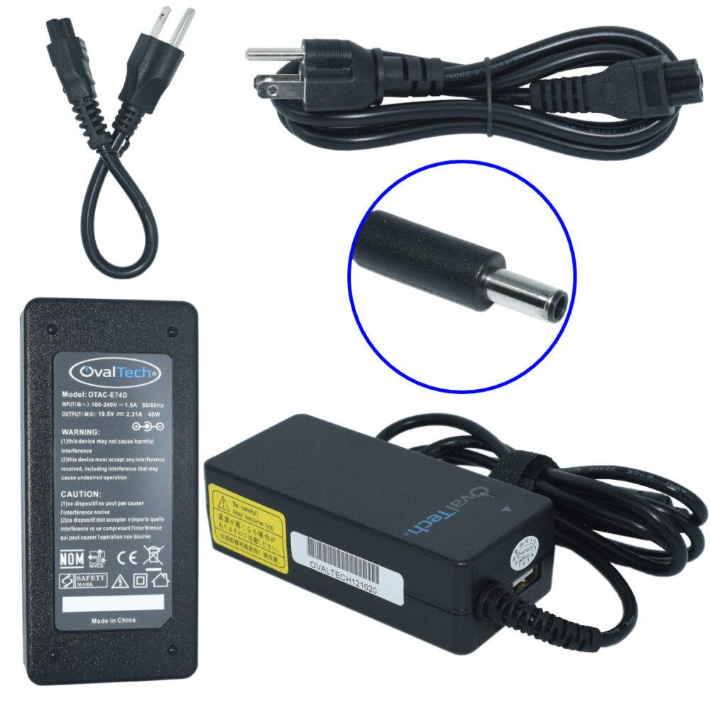 [OTAC-E74D] Adaptador de corriente para laptop OVALTECH 19.5V/2.31AH para DELL, Dell XPS 13 9343-4143 Notebook Dell XPS 13 L322X Ultrabook, Dell Ultrabook 