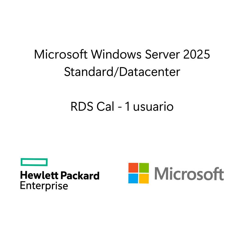 [P77118-B21] Sistema Operativo Hewlett Packard Enterprise LTU de Microsoft Windows Server 2025 con servicio de escritorio remoto 1 usuario CAL