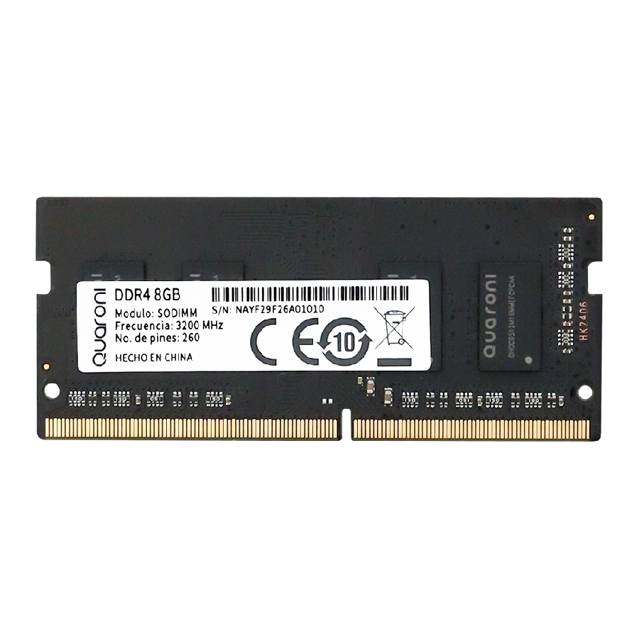 [QD4S08G1] MEMORIA RAM QUARONI SODIMM DDR4 8GB 3200 MHZ CL22 260PIN 1.2V